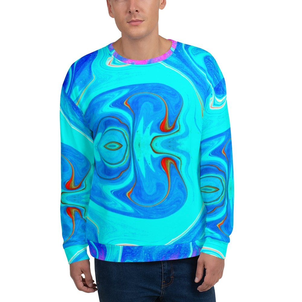 Aqua Blue Abstract Colorful Sweatshirt