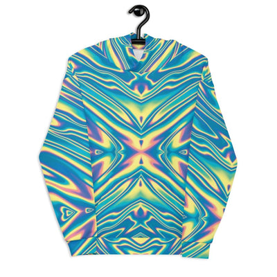 Abstract Waves Colorful Psychedelic Holographic Trippy Funky Unisex Hoodie