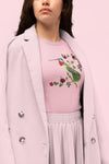 Soft Pink Hummingbird Roses T-shirt For Women