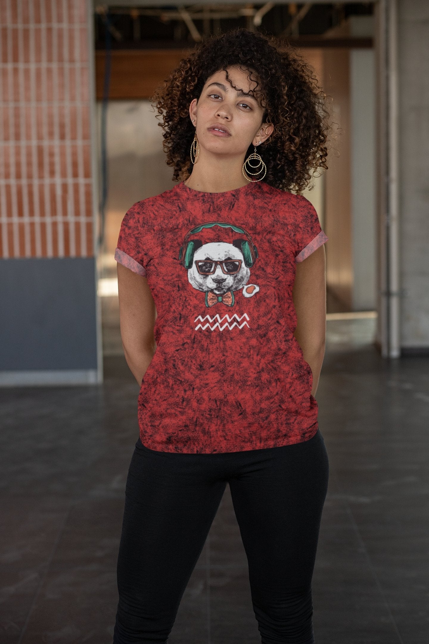 Red Cute Panda T-shirt With Quote