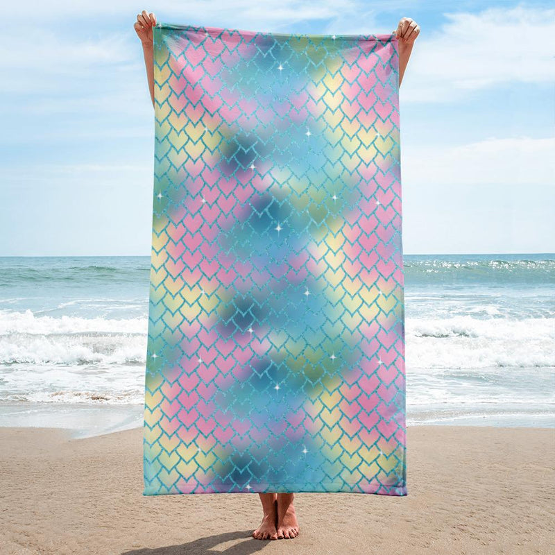 Mermaid Scales Towel, Mermaid Scales Glitter Beach Towel - kayzers