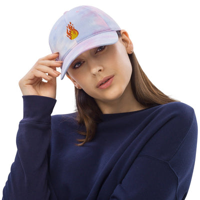 Fire Flame Embroidered Tie dye hat - kayzers