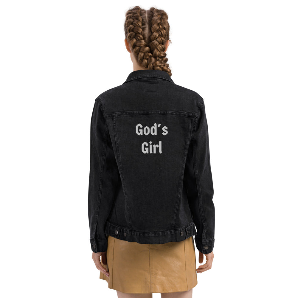 God's Girl Embroidered Unisex denim jacket - kayzers