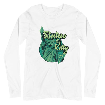 Funny Statue of Kitty Unisex Long Sleeve Tee, Funny Statue Of Liberty Long Sleeve T-shirt - kayzers