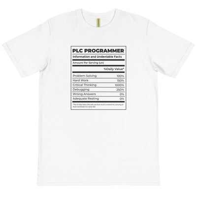 PLC Programmer Funny Ingredients Organic Cotton T-Shirt, Programmer Eco-Friendly T-shirt, Programmer Sustainable T-shirt - kayzers