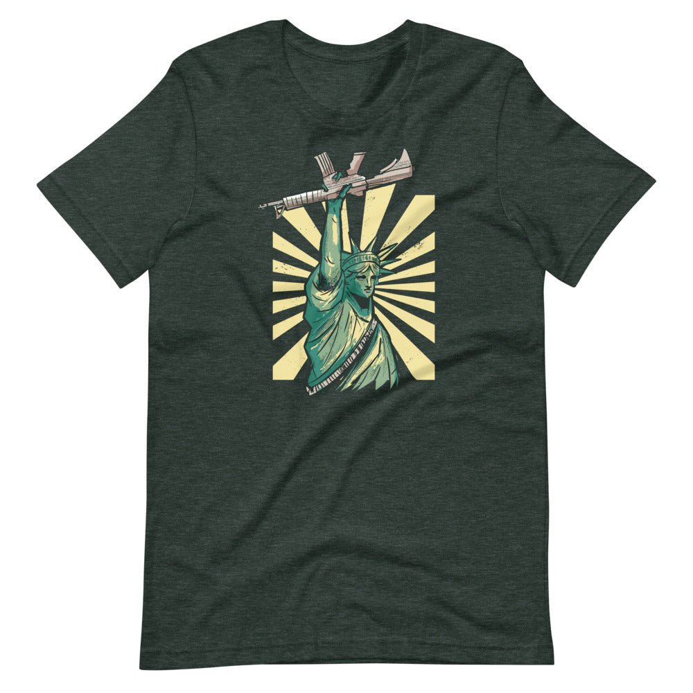 Statue of Liberty Holding The Gun Short-Sleeve Unisex Cotton T-Shirt - kayzers