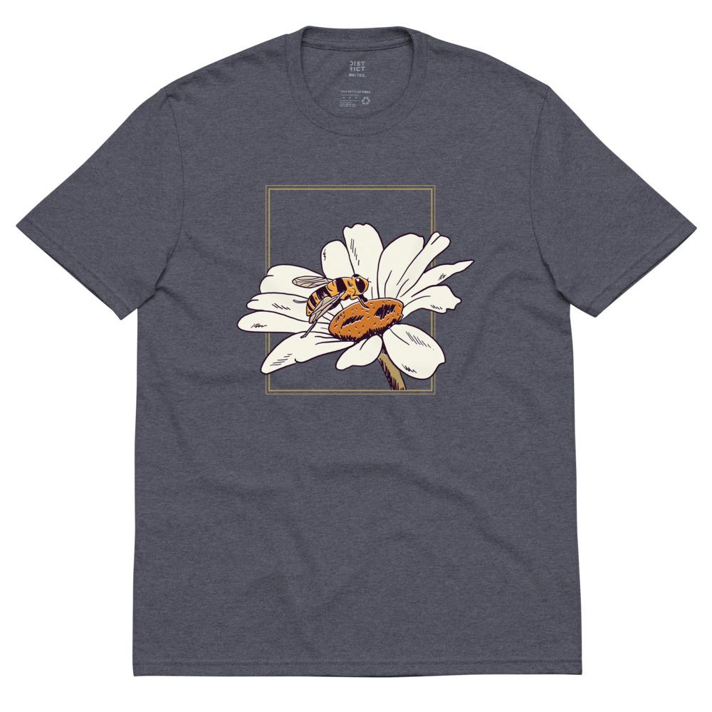 Bee Posing On Flower Unisex Recycled T-shirt, Bee Flower Eco Friendly T-shirt, Bee Flower Environment Friendly T-shirt - kayzers