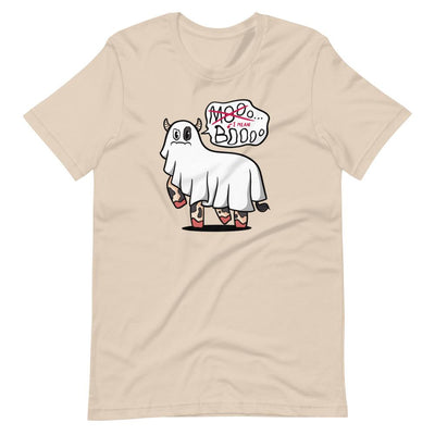 Moo means Boo Short-Sleeve Unisex T-Shirt, Ghost Cow T-shirt, Funny Halloween T-shirt - kayzers