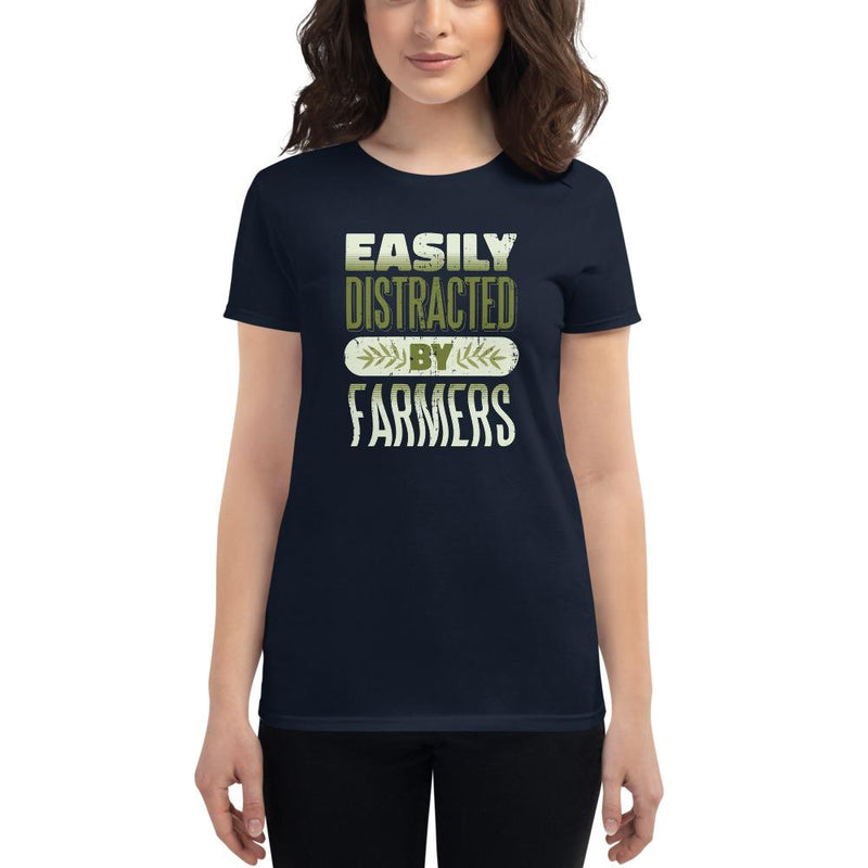 Easily Distracted By Farmers Funny Saying Women's short sleeve Cotton t-shirt - kayzers